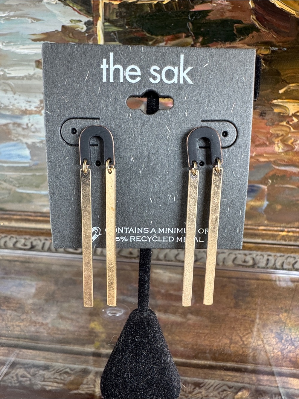 0634-the sak Gold Tone Double Bar Drop Earrings‎